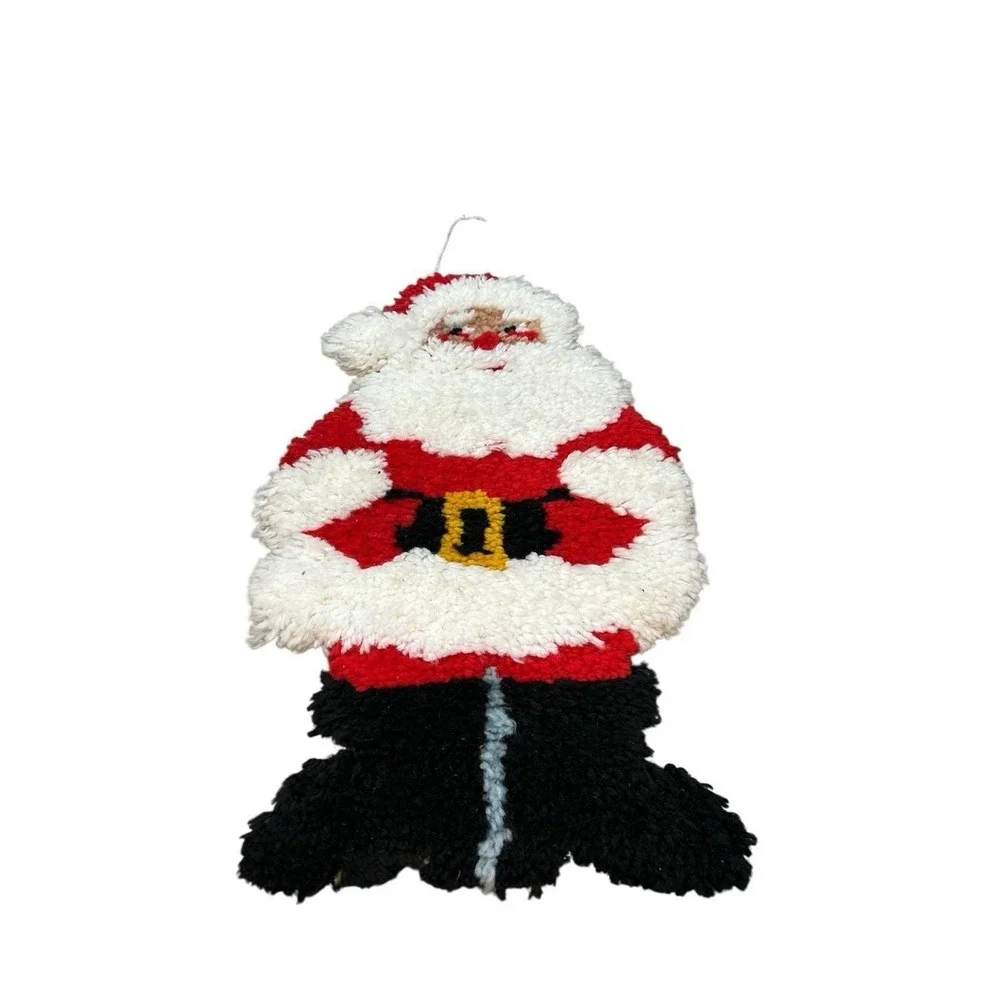 Vintage Santa‎ latch hook hanging completed Christmas large 28x16